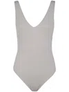 Entire Studios V Neck Bodysuit In Cr Creamer