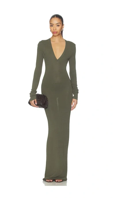 Entire Studios V Neck Dress In Green