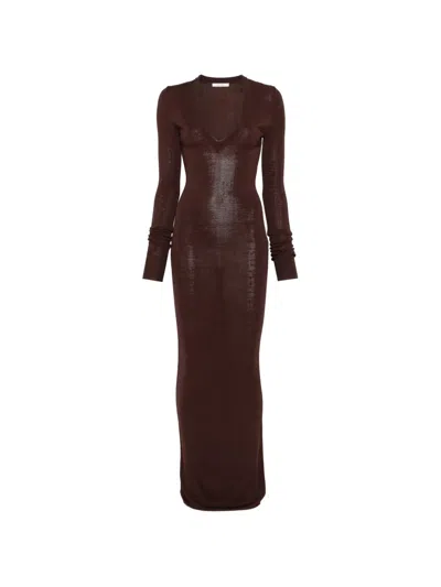 Entire Studios V-neck Long-sleeve Dress In Brown