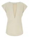Entire Studios Sand Stretch Polyester Blend Deep Vee Tank Top
