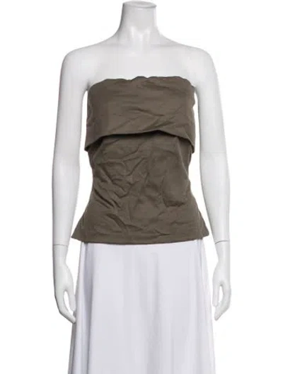 Pre-owned Entire Studios Virgin Wool Strapless Top In Green