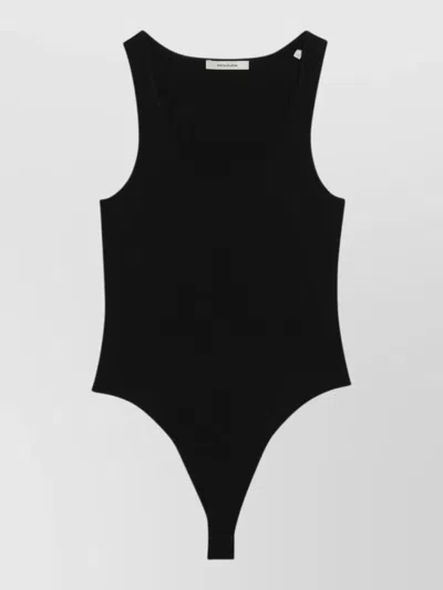 Entire Studios Viscose Jersey Bodysuit Sleeveless Scoop Neck In Black