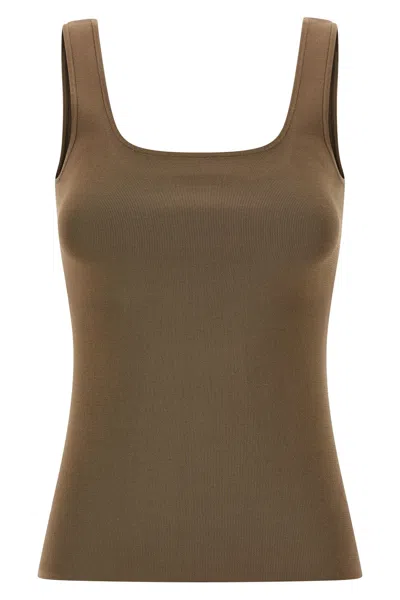 Entire Studios Square-neck Knit Top In Brown