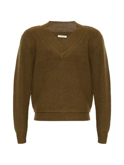 Entire Studios V-neck Elbow-patch Sweater In Green