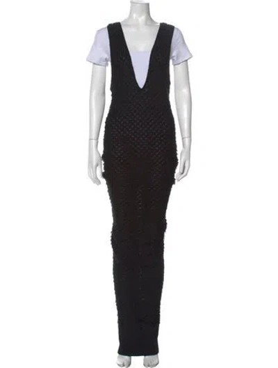 Pre-owned Entire Studios V-neck Long Dress In Black