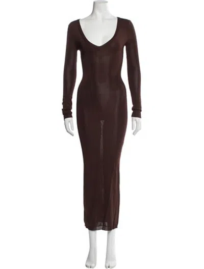 Pre-owned Entire Studios V-neck Long Dress In Burgundy