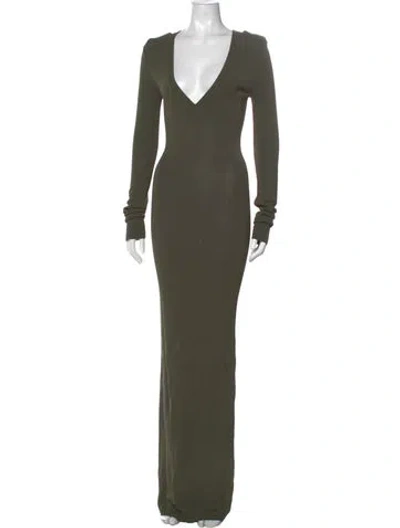 Pre-owned Entire Studios V-neck Long Dress In Green