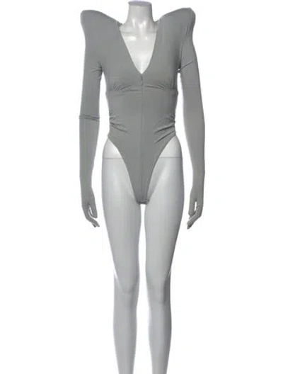 Pre-owned Entire Studios V-neck Long Sleeve Bodysuit In Gray