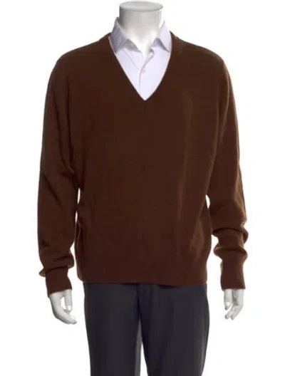 Pre-owned Entire Studios V-neck Long Sleeve Pullover In Brown