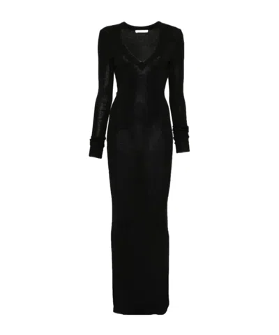 Entire Studios V-neck Long-sleeve Dress In Black