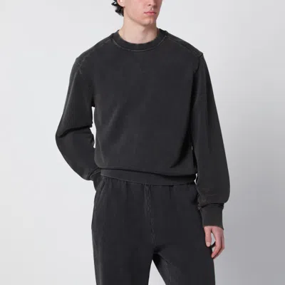 Entire Studios Washed Black Cotton Crewneck Sweatshirt