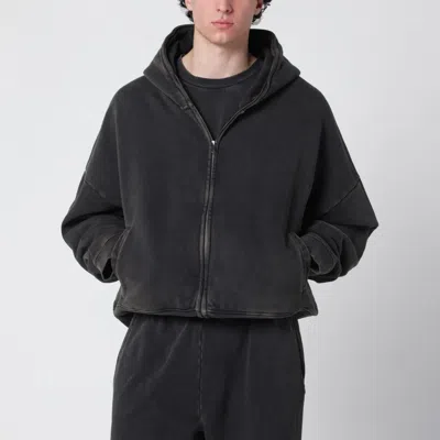 ENTIRE STUDIOS ENTIRE STUDIOS WASHED BLACK COTTON ZIP-UP HOODIE