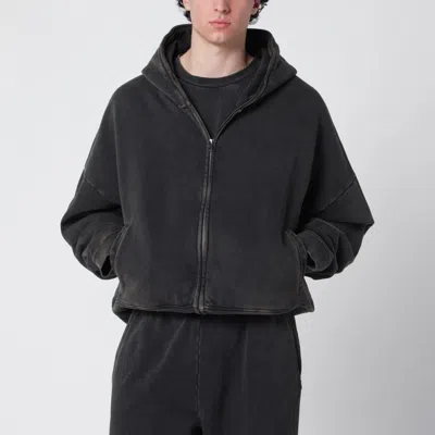 ENTIRE STUDIOS ENTIRE STUDIOS WASHED BLACK COTTON ZIPUP HOODIE
