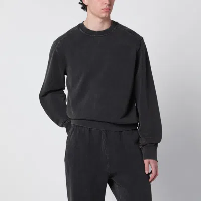 Entire Studios Washed Cotton Crewneck Sweatshirt In Black