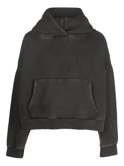 Entire Studios Washed Fleece Hoodie In Black