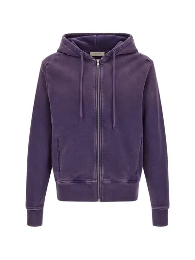 Entire Studios Washed Zip-up Hoodie In Purple