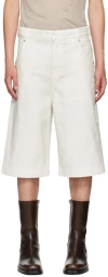 Entire Studios White D Denim Shorts In Bone