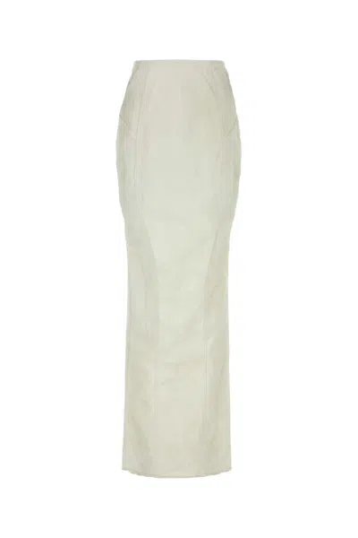 ENTIRE STUDIOS WHITE STRETCH DENIM CHANNEL SKIRT