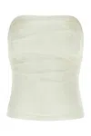 Entire Studios Strapless Denim Crop Top
