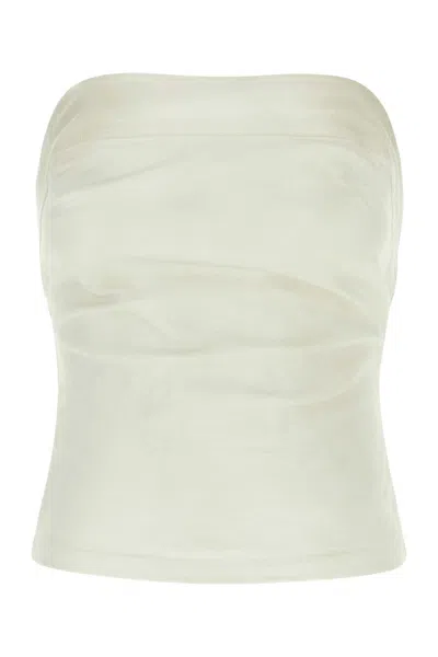 ENTIRE STUDIOS WHITE STRETCH DENIM TUBE TOP