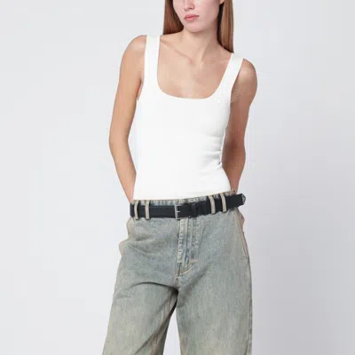 Entire Studios White Viscoseblend Top In Animal Print