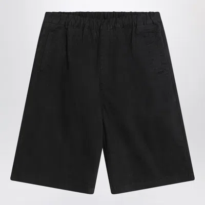 Entire Studios Wide Black Bermuda Shorts In Cotton