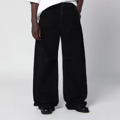 Entire Studios Wide Straight-leg Jeans In Heavyweight Denim With Shaped Knee Pleats In Black