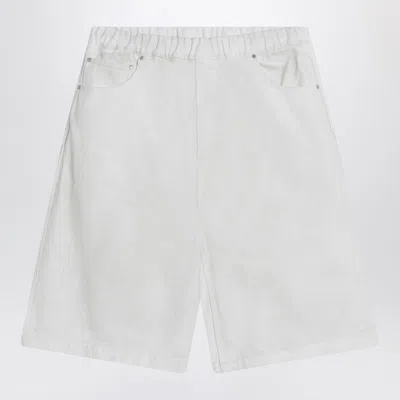 Entire Studios Wide White Bermuda Shorts In Cotton