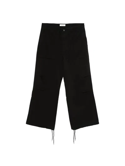 Entire Studios Wide-leg Cargo Pants With Pleated Knee Detail And Drawstring Waist & Hem In Nero