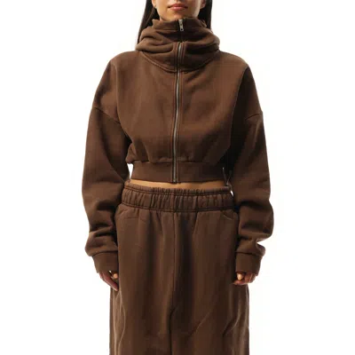 Entire Studios Women's Cropped Full Zip Hoodie In Brunette