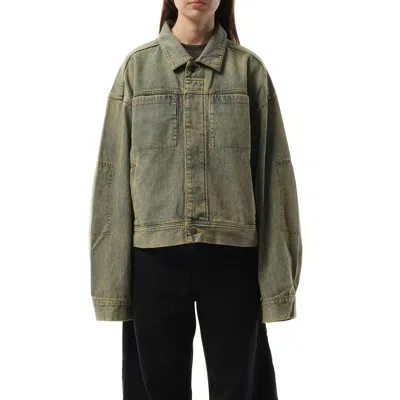 Entire Studios Blue Shrunken Denim Jacket In Surfacewave