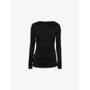 Entire Studios Draped Detail Long Sleeve Round Neck Top In Black