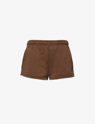 Entire Studios Womens Brunette Micro Mid-rise Cotton-jersey Shorts In Brown