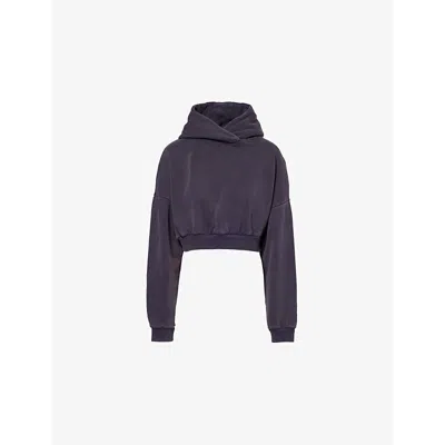 Entire Studios Womens Cropped Heavy Cotton-jersey Hoody Ink
