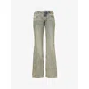 Entire Studios Womens Surface Wave Flared Five-pockets Straight-leg Low-rise Denim Jeans In Surface Wave