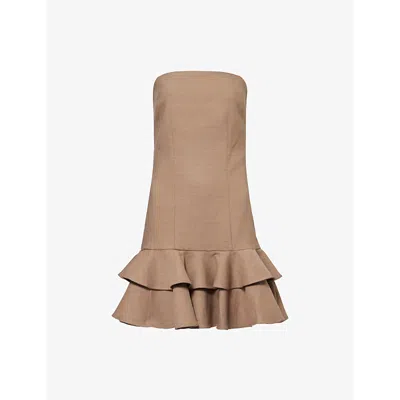 Entire Studios Womens Hazelnut Kettle Strapless Stretch-wool Mini Dress
