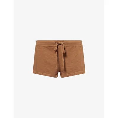 Entire Studios Womens Dune Lightweight Micro Drawstring Cotton-jersey Shorts Xs In Brown