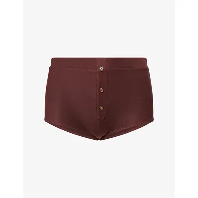 Entire Studios Womens  Mid-rise Booty Knit Shorts In Brown