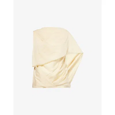 Entire Studios Womens Tan Side Drape Round-neck Woven Top In Brown