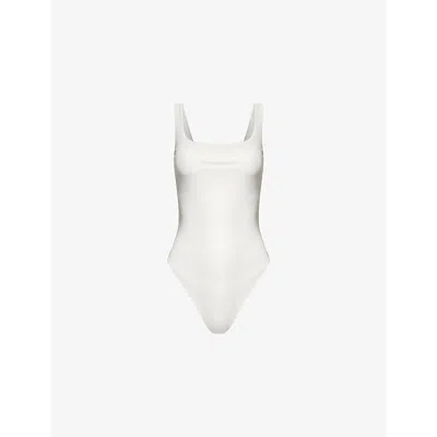 Entire Studios Womens Square-neckline Shoulder-straps Stretch-woven Bodysuit Rice