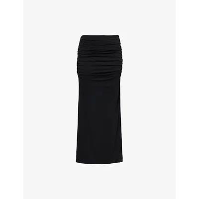 Entire Studios Womens Surge Draped Stretch-blend Midi Skirt Soot