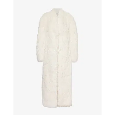 Entire Studios Womens  Chrysalis Shawl-lapels Relaxed-fit Faux-fur Coat In Frost