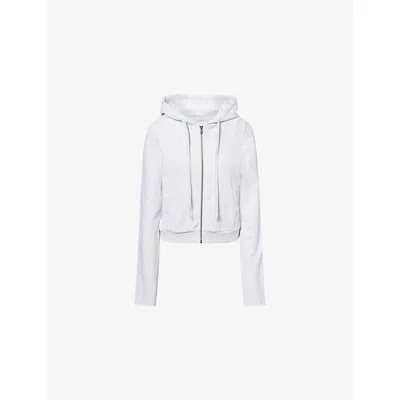 Entire Studios Womens  Zip-up Cropped Cotton Hoody In Gray