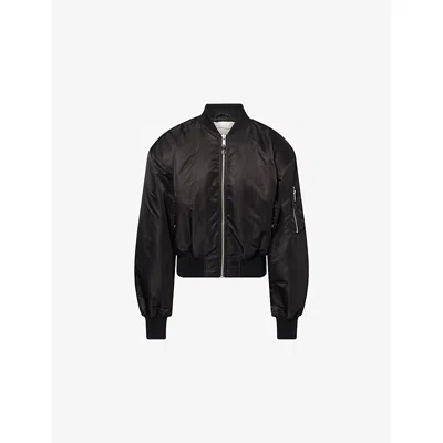 Entire Studios Womens  Broad Cropped Shell Bomber Jacket In Black