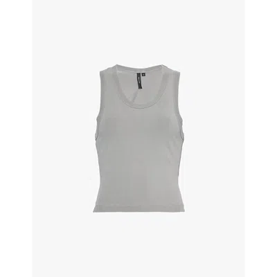 Entire Studios Womens Rhino Scoop-neck Cropped Organic-cotton Blend Stretch-jersey Top In Grey