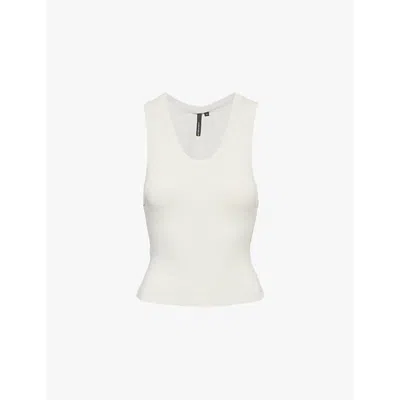 Entire Studios Womens Scoop-neck Cropped Organic-cotton Blend Jersey Top Rice In White