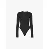 Entire Studios Womens Soot Round-neck Long-sleeve Stretch-jersey Body Xs In Soot