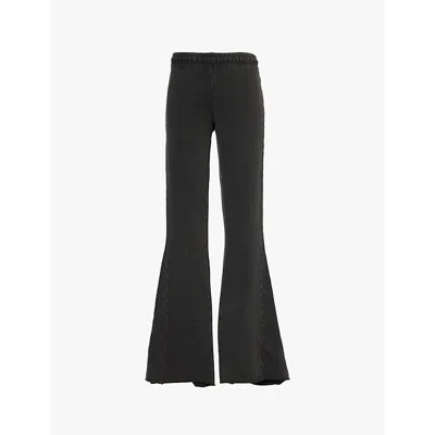 Entire Studios Womens Heavy Relaxed-fit Flared Organic-cotton Jersey Jogging Bottoms Washed Black