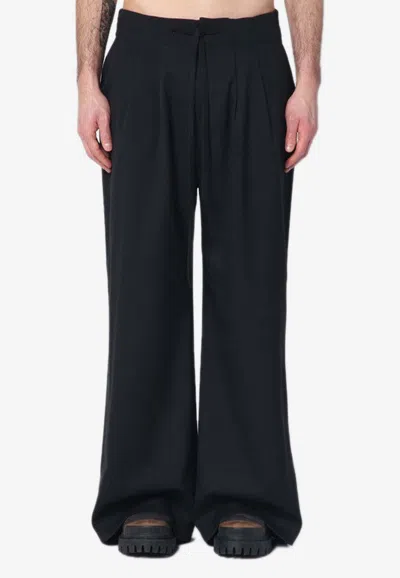 Entire Studios Wool-blend Wide-leg Pants In Black
