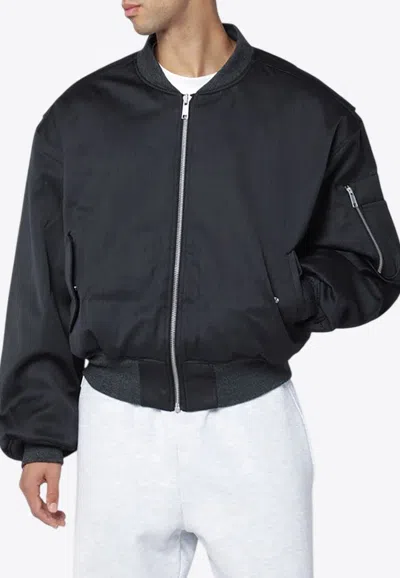 Entire Studios Wool-blend Zip-up Bomber Jacket In Black